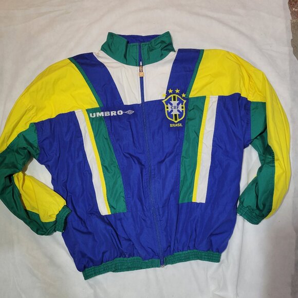 ❄️Original BRAZIL 1996 Olympic Home Jacket Track Top Windbreaker Umbro Ronaldo -